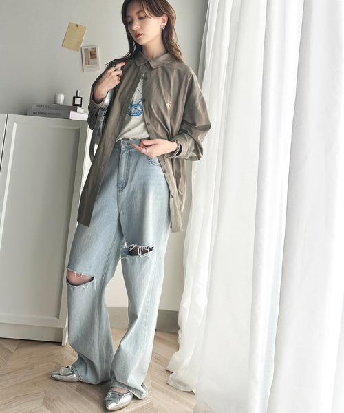 「classicalelf」 長袖シャツ LARGE ブラウン レディース_画像3