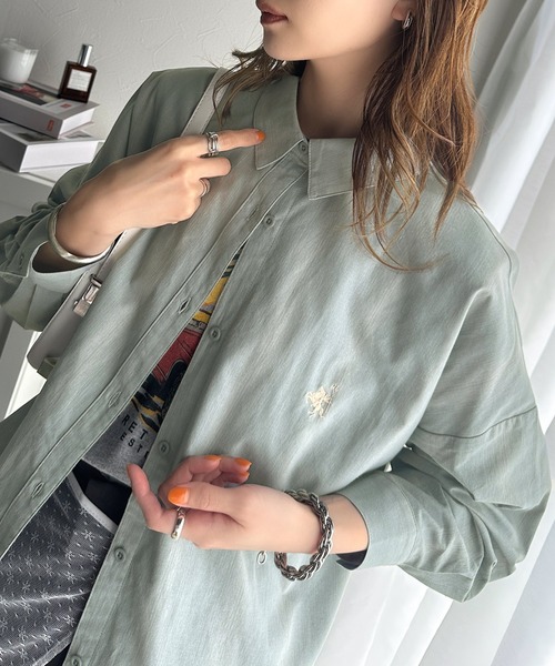 「classicalelf」 長袖シャツ LARGE ブラウン レディース_画像6