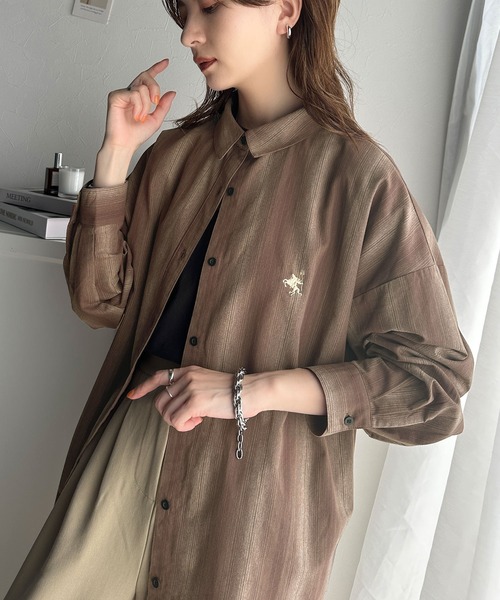 「classicalelf」 長袖シャツ LARGE ブラウン レディース_画像8