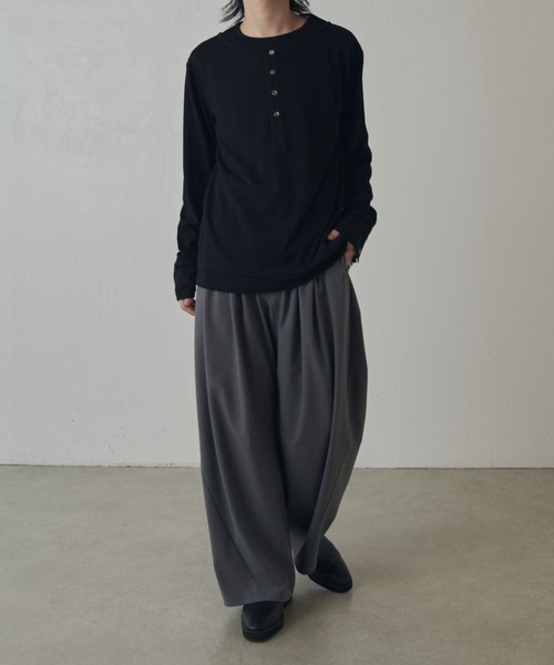 Lui's（ルイス） tシャツ レイヤードヘンリーネックロングスリーブT