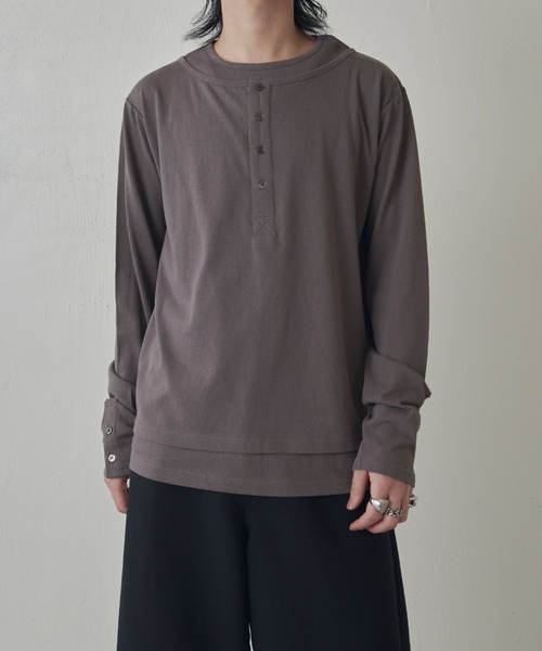 Lui's（ルイス） tシャツ レイヤードヘンリーネックロングスリーブT
