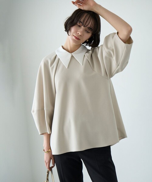 「UNFILO」 長袖ブラウス MEDIUM ベージュ レディース_画像2