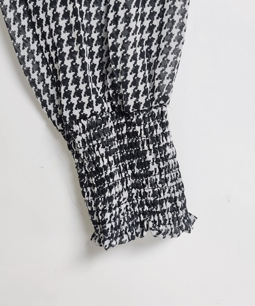 シェリエ　ボウタイブラウス　千鳥柄　ZARA moussy リエンダ セール】千鳥柄ボウタイリボンブラウス（シャツ/ブラウス）｜NANEA