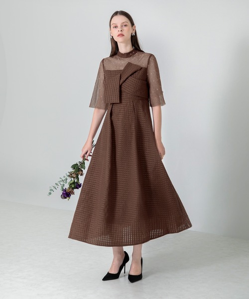 「Leja」 半袖ワンピース MEDIUM モカ レディース_画像2