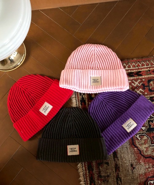 common gull products. ニットキャップ フリー レッド レディース