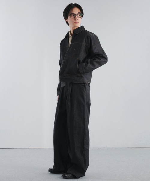 Adoon plain ブルゾン アウター RIGID DENIM DOUBLE-ZIP BLOUSON