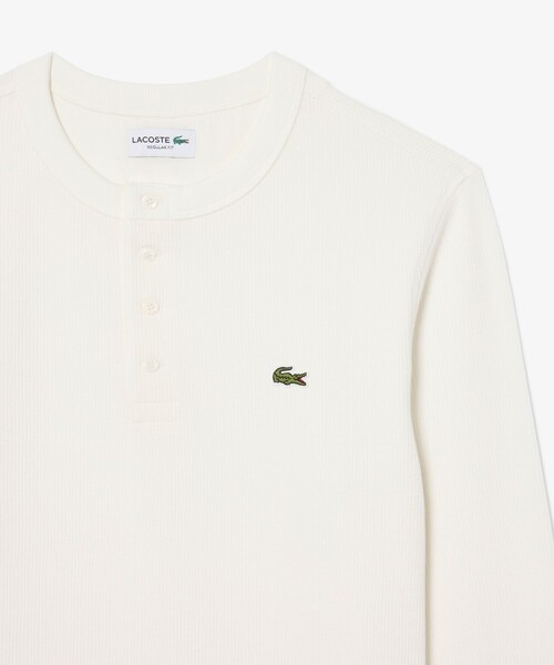 【新品タグ付】ラコステ ヘンリーネック Tシャツ L 白 スリムフィット　728 LACOSTE（ラコステ） ヘンリーネック tシャツ ストレッチ ヘンリー
