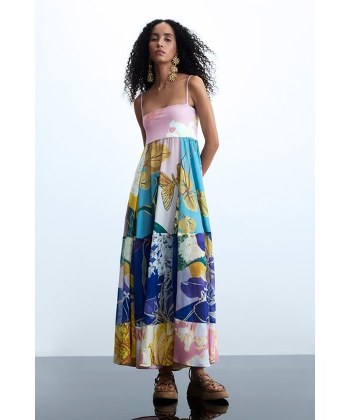 Desigual（デシグアル） ワンピース ボタニカルパネルキャミミディ 