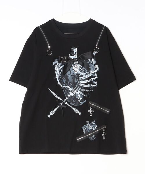 tシャツ A'GEM/9 × .kom 「AOSPACE/アオスペース」イチゴモチーフジップカット半袖Tシャツ レディース メンズの画像