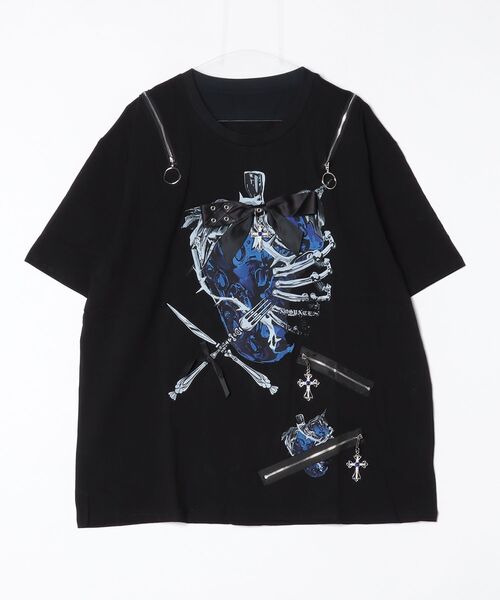 tシャツ A'GEM/9 × .kom 「AOSPACE/アオスペース」イチゴモチーフジップカット半袖Tシャツ レディース メンズの画像