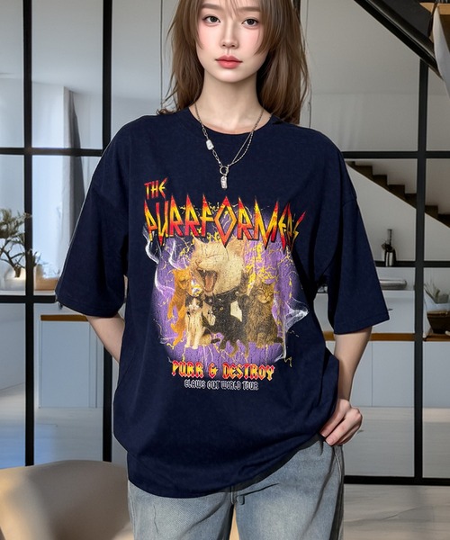 Candlestick tシャツ 半袖 キャット ツアー グラフィック オーバー