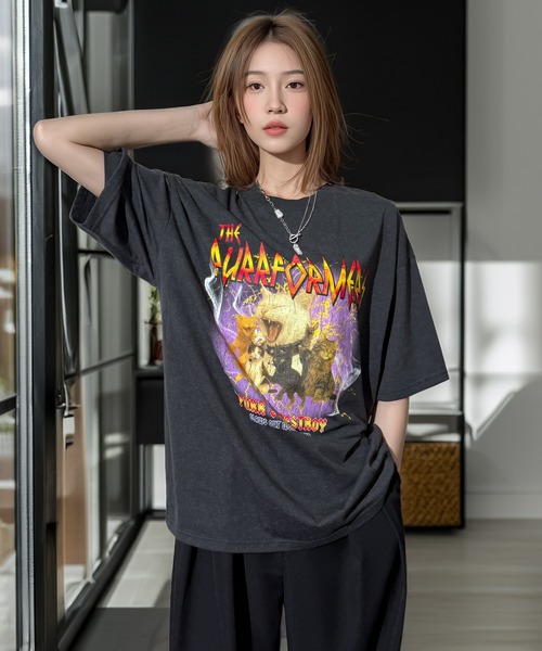 Candlestick tシャツ キャット ツアー グラフィック オーバーサイズ