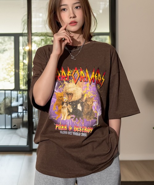 Candlestick tシャツ キャット ツアー グラフィック オーバーサイズ