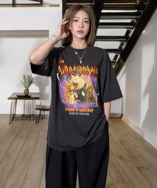 Candlestick tシャツ 半袖 キャット ツアー グラフィック オーバー