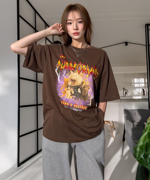 Candlestick tシャツ キャット ツアー グラフィック オーバーサイズ