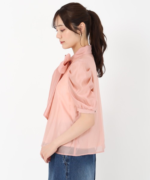 「31 Sons de mode」 半袖ブラウス フリ- ネイビー レディース_画像8