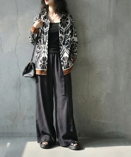 「antiqua」 長袖シャツ ONESIZE ブラックミックス レディース_画像5