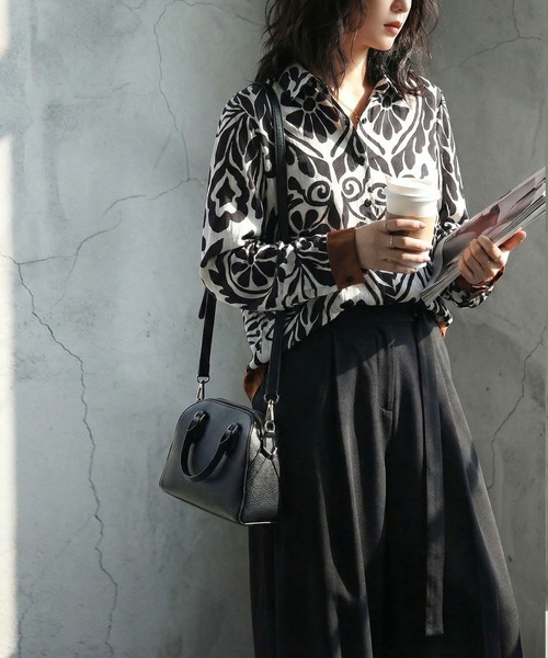 「antiqua」 長袖シャツ ONESIZE ブラックミックス レディース_画像6