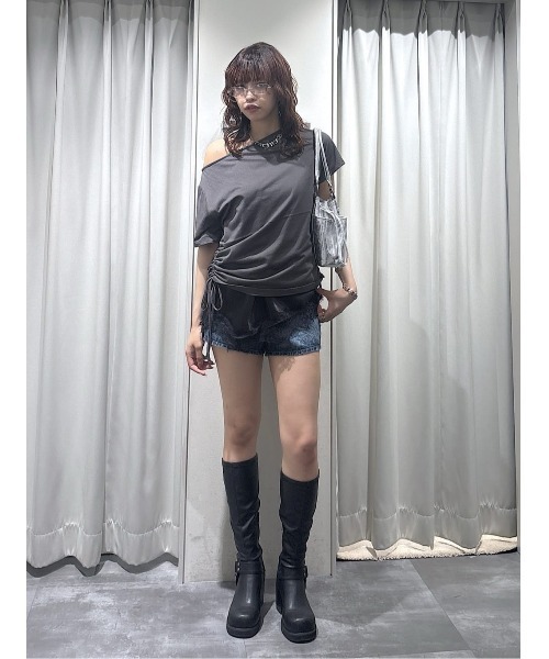 SATIN LACE DOCKING TOPS サテンレースドッキングトップス SLY（スライ） tシャツ 半袖 SATIN LACE DOCKING TOPS サテンレース