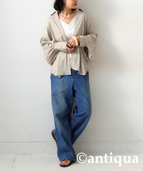 「antiqua」 長袖シャツ P ベージュ レディース_画像6