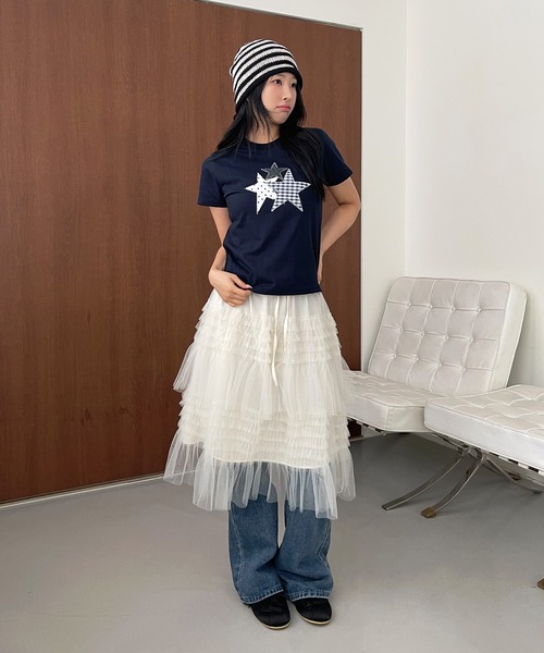 「UNE MANSION」 半袖Tシャツ FREE ホワイト レディース_画像2