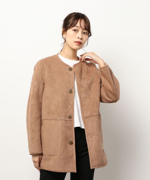 LE GLAZIK（ルグラジック） ノーカラーコート コート FAKE MOUTON