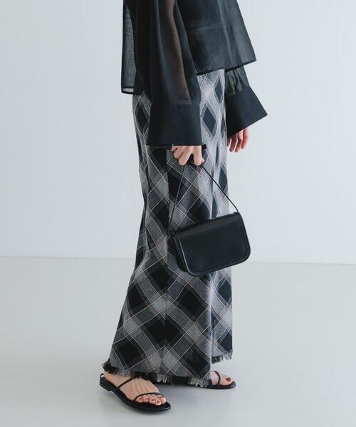 URBAN RESEARCH スカート バイアスチェックフリンジスカート
