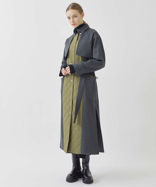 ステンカラーコート キルトドッキングウーレットコート ポリエステル 100%