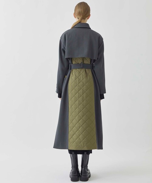 ステンカラーコート キルトドッキングウーレットコート ポリエステル 100%
