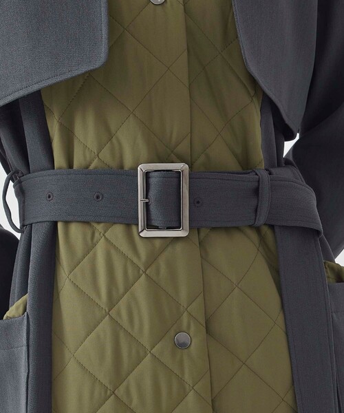 ステンカラーコート キルトドッキングウーレットコート ポリエステル 100%