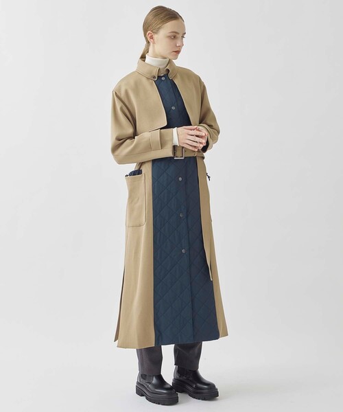 ステンカラーコート キルトドッキングウーレットコート ポリエステル 100%