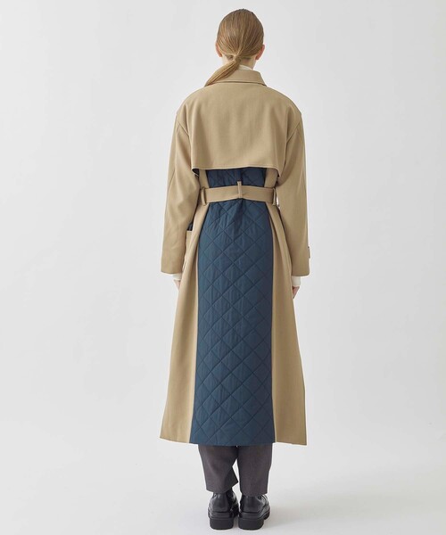 ステンカラーコート キルトドッキングウーレットコート ポリエステル 100%