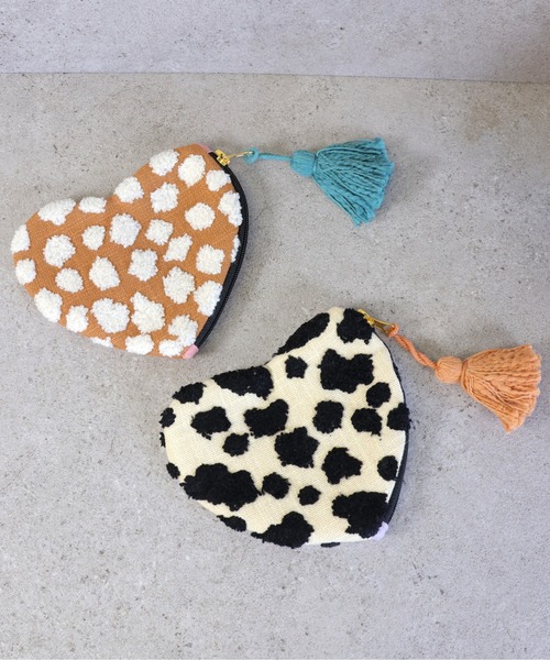 emesuelee ポーチ ブークレ刺繍 ハートポーチ レディース : ZOZOTOWN