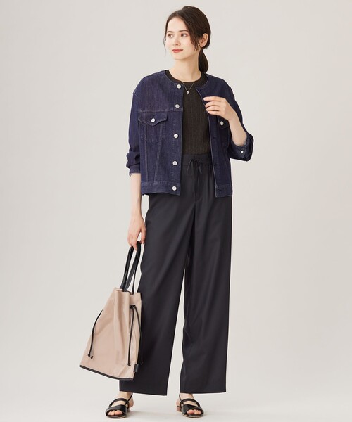 デニムジャケット gジャン USUKARU DENIM ノーカラージャケット レディースの画像