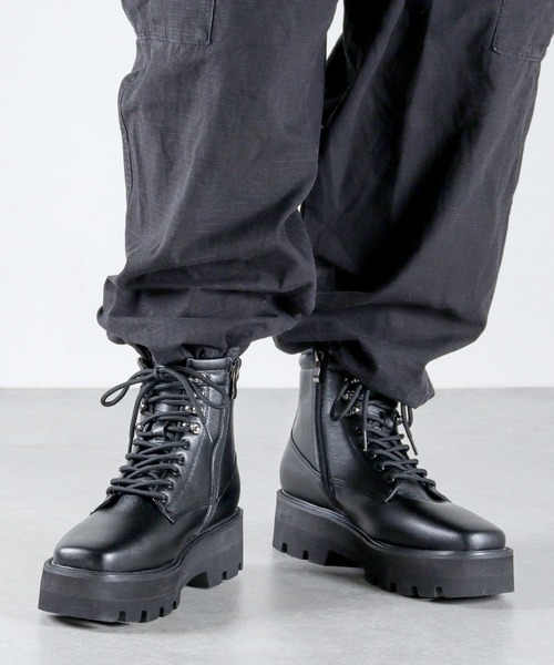 Dedes（デデス） ブーツ Dedes/+5cm 軽量厚底 スクエア レースアップ 