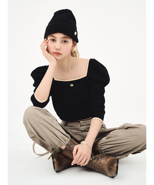 えびLILY BROWN× MARY QUANT LILY BROWN ニット帽 ニットキャップ 「LILY BROWN×MARY QUANT