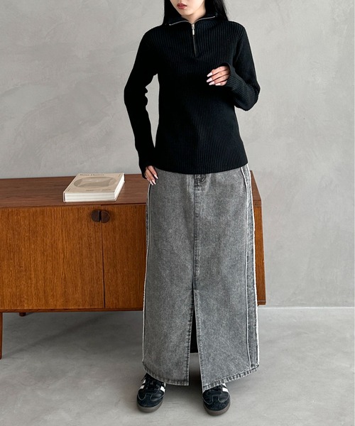 石見智翠館ハーフジップ10番(希少) feepur ニット セーター 「ハンドウォッシャブル」ハーフジップ