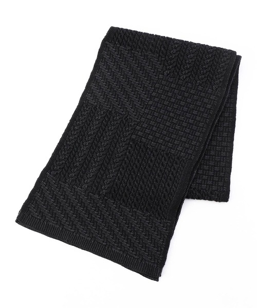 NICOLE CLUB FOR MEN マフラー 編地切替 プレーティングマフラー  