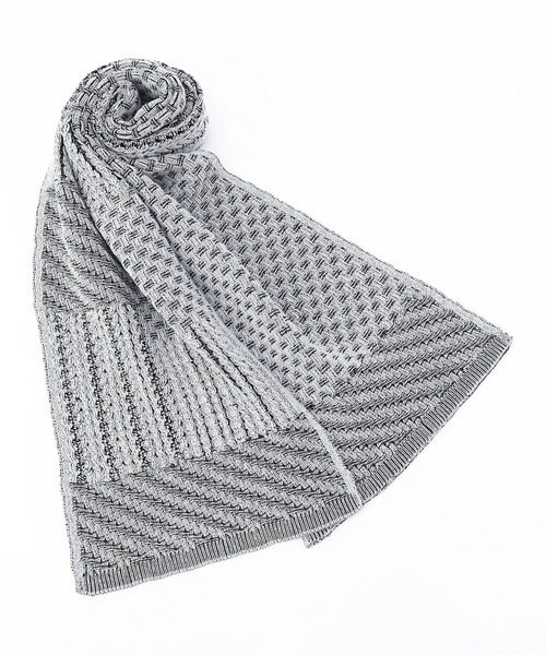 NICOLE CLUB FOR MEN マフラー 編地切替 プレーティングマフラー  