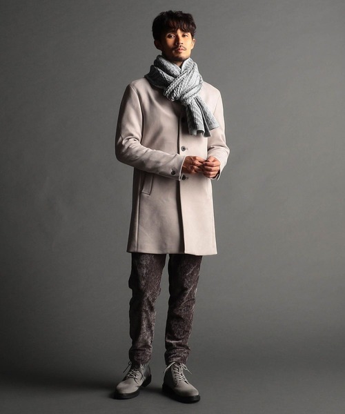 NICOLE CLUB FOR MEN マフラー 編地切替 プレーティングマフラー  