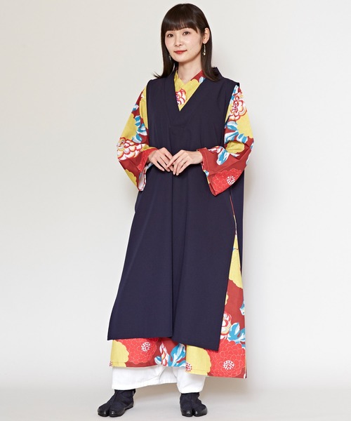 新品【カヤ】金鳳花　(きんぽうげ)　羽織付きワンピース　紫　着物 セット》羽織り付きワンピース: 『倭物やカヤ』公式通販