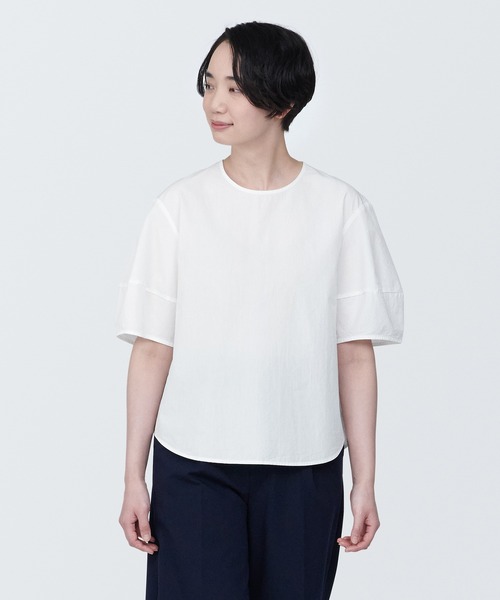 無印良品（MUJI） ブラウス シャツ 婦人 涼感 ブロード 半袖ブラウス