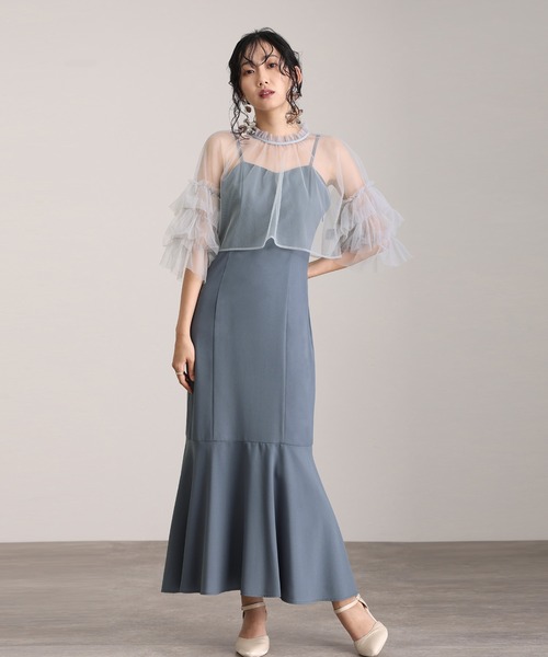 【ルーム】atlo ドレス atlo ドレス セレモニーミモレ丈＆七分袖結婚式 パーティー