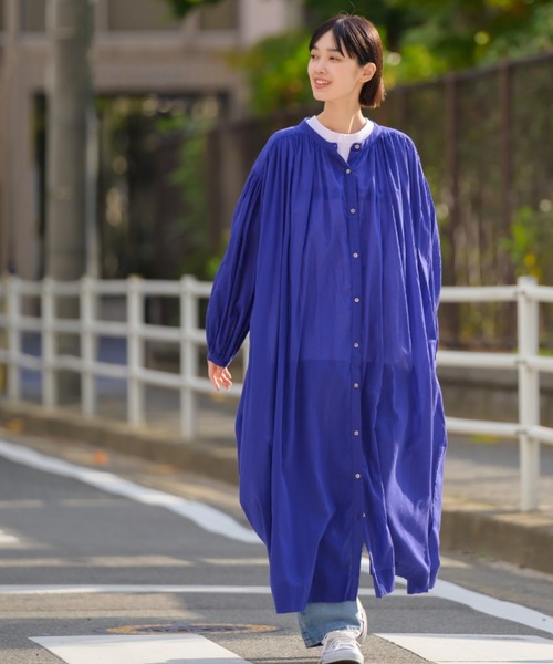 ★送料込◆2色 コットン アンバランス ボリュームワンピース 高身長さん向けサイズあり】袖ボリューム前後2wayワンピース