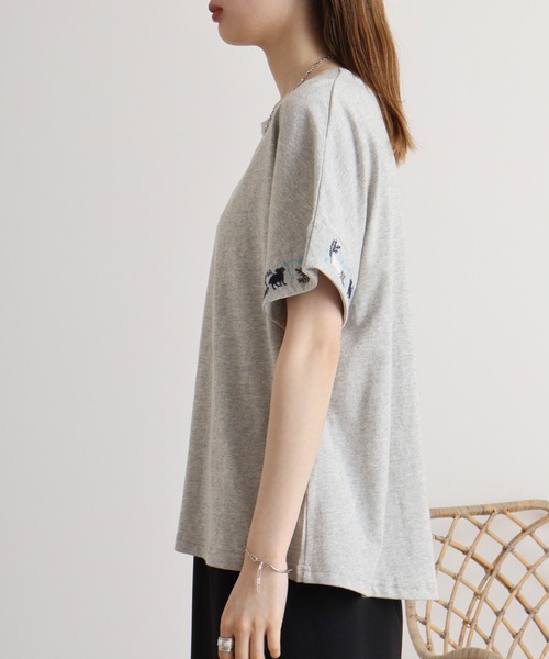 tシャツ EMAGO ねこアイスクリーム刺繍ドルマンＴ レディース Emago tシャツ EMAGO ねこアイスクリーム刺繍ドルマンT