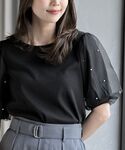 tシャツ チュールパールハーフスリーブカットプ...の詳細画像5
