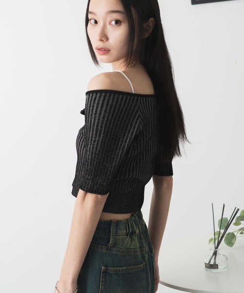 WONEM オーバーサイズオフショルニット WEGO ニット セーター WEGO/ダブルジップオフショルニット