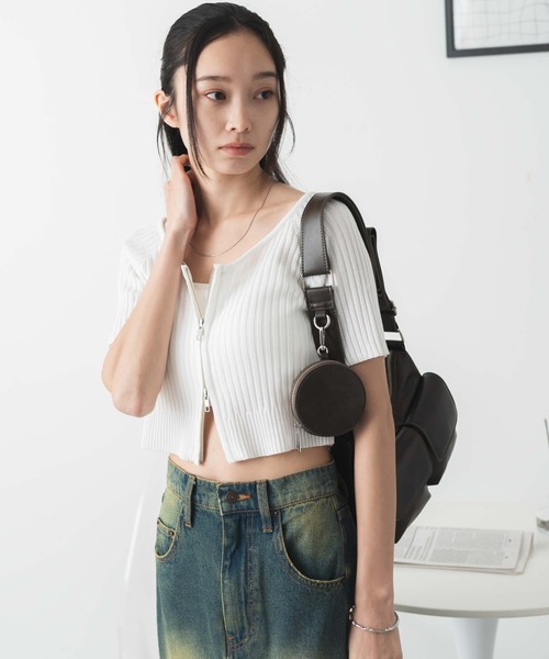 WEGO ニット セーター WEGO/ダブルジップオフショルニット