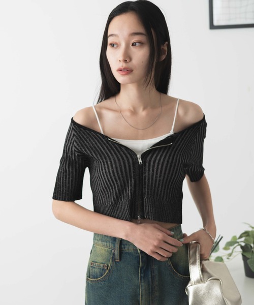 WEGO ニット セーター WEGO/ダブルジップオフショルニット