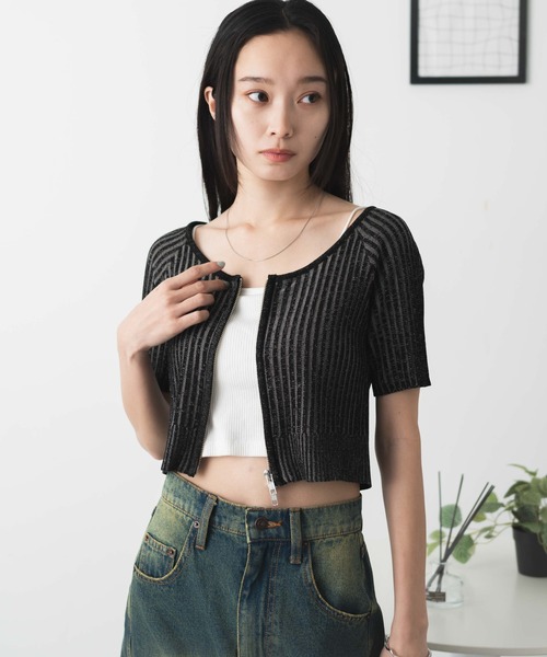 WEGO ニット セーター WEGO/ダブルジップオフショルニット